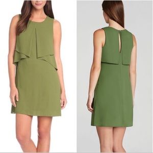BCBGMAXAZRIA Olive Green Amelie Drape Sleeveless Dress Size Medium